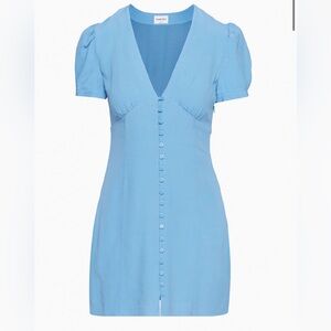 Aritzia Light Blue V-Neck Button Mini Dress